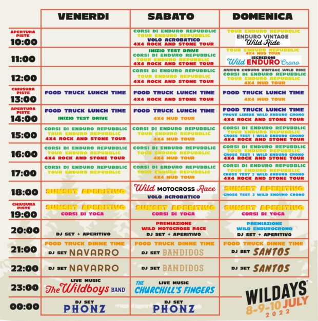 Wildays 2022: programma, gare e novità per i motociclisti