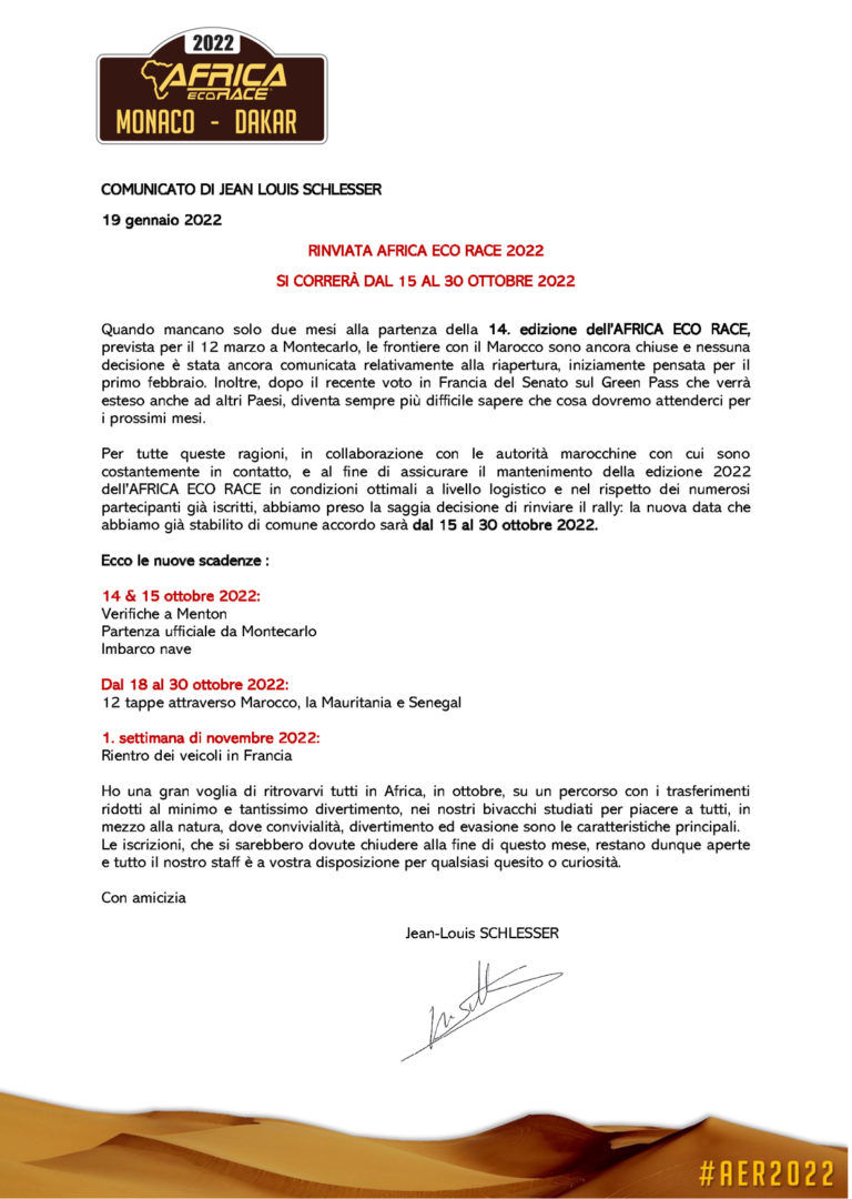 Africa Eco Race, come contattare l’organizzazione