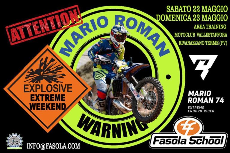 Mario Roman in Italia per uno stage di enduro estremo a maggio