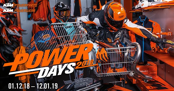 KTM Power Days 2018, 50 euro di sconto su abbigliamento e accessori