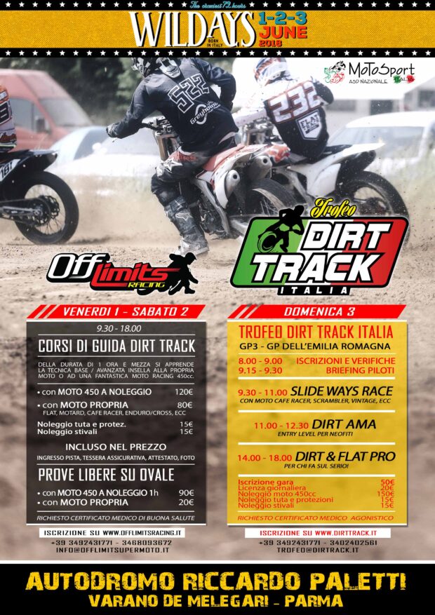 Wildays 2018, a Varano tre giorni di flat track e Dirt Track Italia