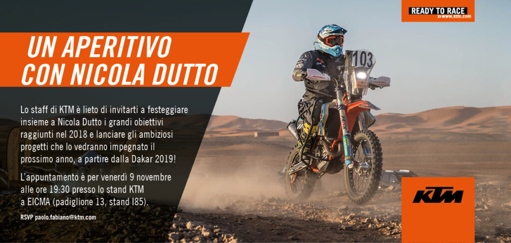 Nicola Dutto e KTM a EICMA verso la Dakar 2019