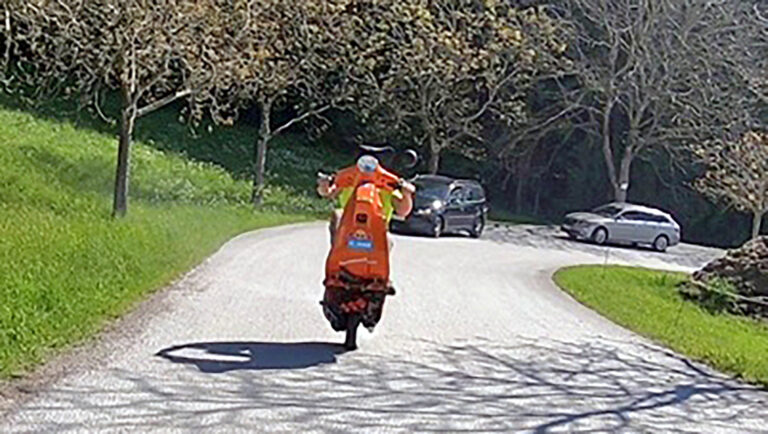 Schachermayr, Vespa in impennata bendato sulle Alpi