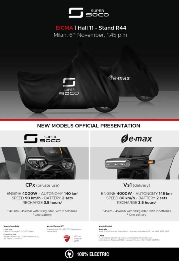 Super Soco a EICMA con la gamma elettrica 2020