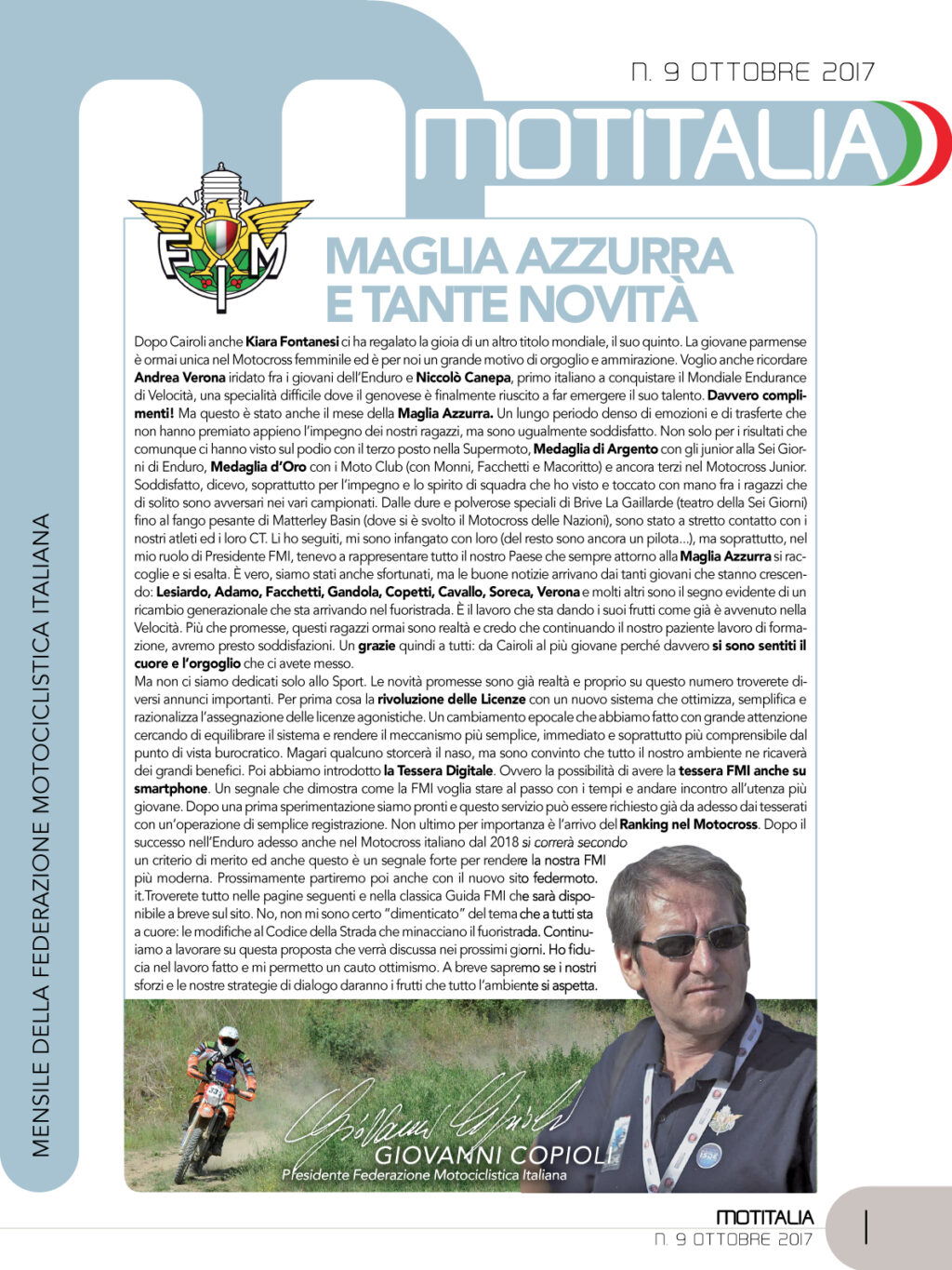 Motitalia n.9, online il nuovo numero della rivista FMI