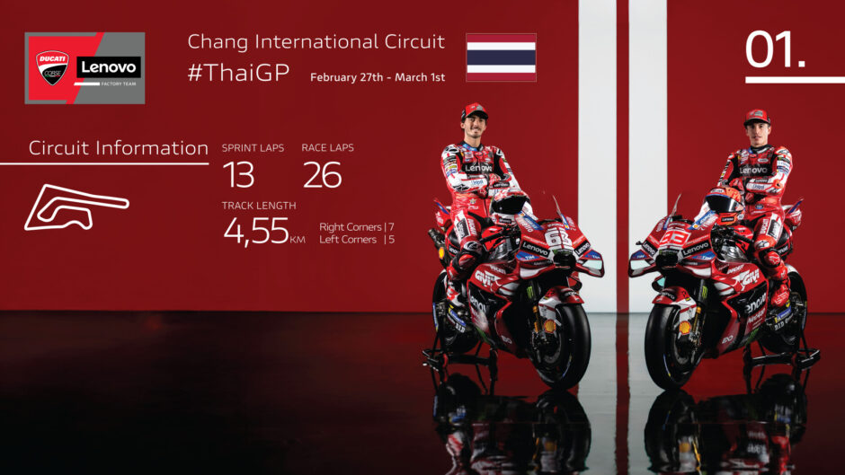 MotoGP 2026, Ducati al via in Thailandia con Marquez e Bagnaia