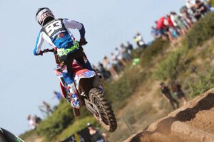 Jago Geerts su Beta RX450 al GP di Sardegna, in gara sulla sabbia di Riola Sardo