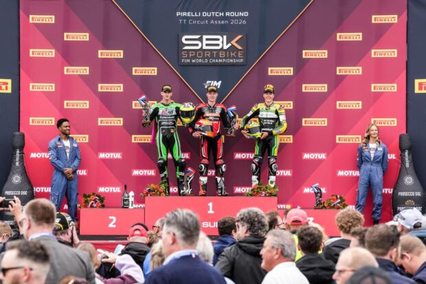 Nicolo Bulega nelle fasi finali del Round olandese WorldSBK ad Assen