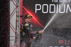 Nicolo Bulega in pista ad Assen durante il Round olandese WorldSBK