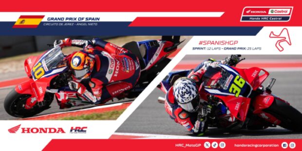 Moto Honda RC213V del team HRC Castrol in pista a Jerez, circuito MotoGP 2026