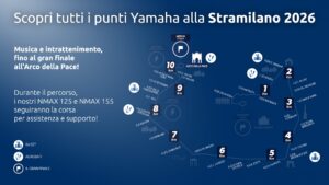 Scooter Yamaha NMAX impiegato per supporto logistico e coordinamento a Stramilano 2026