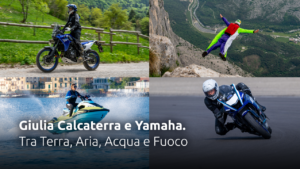 Partecipanti in sella agli scooter Yamaha NMAX durante l'esperienza Aria del progetto 4 Elements of Nature