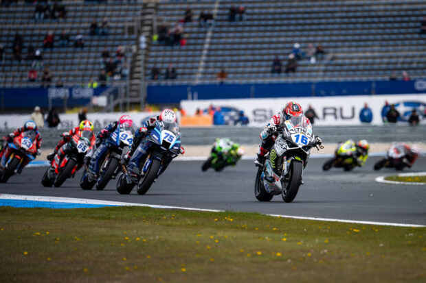 Alessandro Zaccone con il team Ecosantagata Althea durante il weekend di Assen