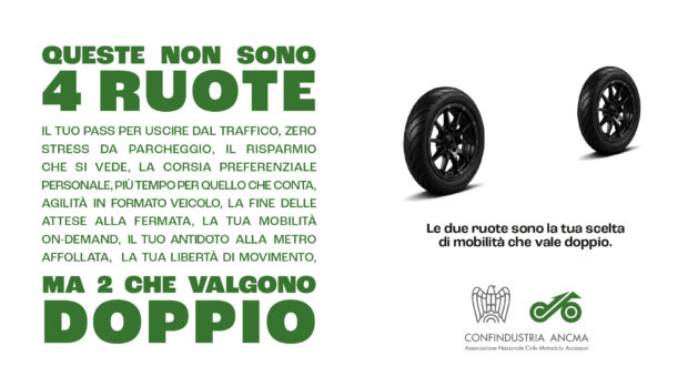 Campagna ANCMA 'Due ruote che valgono il doppio' per la mobilità urbana con moto e scooter