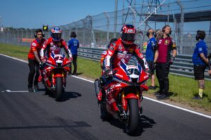 Team Honda HRC con la CBR Superbike al Balaton Park Circuit durante il round WorldSBK