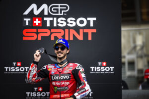 Francesco Bagnaia, secondo nella Sprint MotoGP di Le Mans con il Ducati Lenovo Team