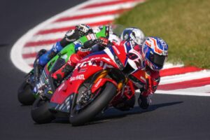 CBR1000RR-R del team Honda HRC sul circuito di Most per raccolta dati e sviluppo