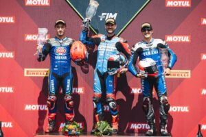 Nicolò Bulega sulla Ducati al circuito di Most durante Gara1 del WorldSBK