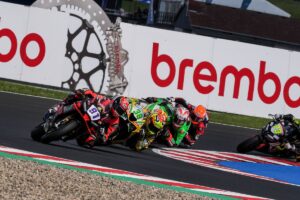 Nicolò Bulega (Ducati) al Round ceco del WorldSBK Most 2026, vincitore di Race 1