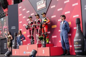 Nicolo Bulega, leader del WorldSBK, durante il round ceco di Most