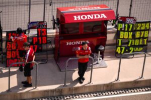 Team Honda HRC al MotorLand Aragón durante il round WorldSBK per raccolta dati e lavoro sul setup