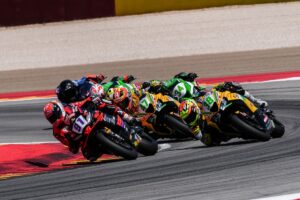 Nicolo Bulega in azione con la Ducati Aruba.it Racing al MotorLand Aragon