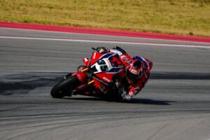 CBR1000RR-R del team Honda HRC in azione al MotorLand Aragón durante il weekend WorldSBK