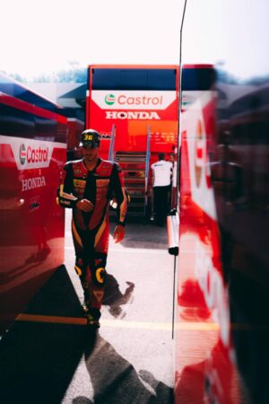 RC213V del team Honda HRC Castrol in azione al Mugello durante il Gran Premio d'Italia MotoGP