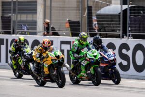 Nicolo Bulega con la Ducati al MotorLand Aragon durante il Round WorldSBK