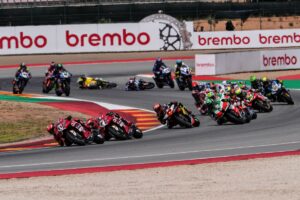 Nicolo Bulega con la Ducati al MotorLand Aragon durante il Round del WorldSBK