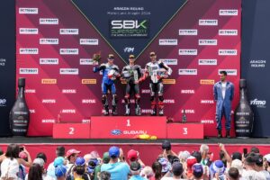 Nicolo Bulega in azione al MotorLand Aragon con la Ducati