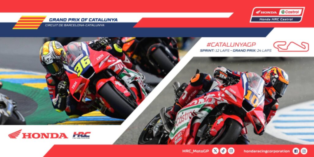 Team Honda HRC Castrol in preparazione per il GP di Catalogna con Luca Marini e Joan Mir