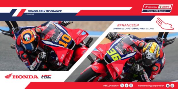 Moto del team Honda HRC Castrol sul circuito Bugatti di Le Mans