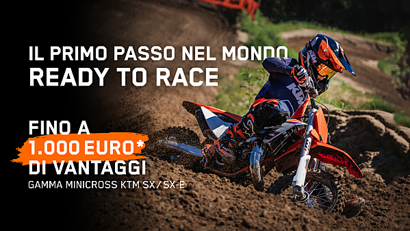 Promozione minicross KTM per giovani piloti su modelli termici ed elettrici