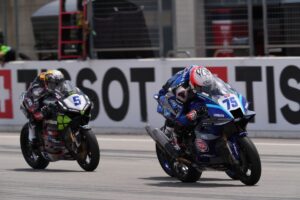 Nicolo Bulega, leader WorldSBK, al Misano World Circuit per il Pirelli Emilia-Romagna Round