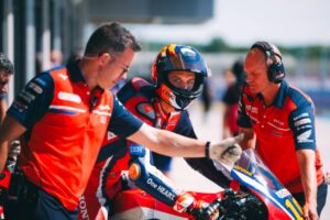 Luca Marini con la Honda RC213V del team HRC Castrol durante la Sprint MotoGP Ungheria