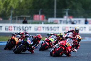 Luca Marini con la Honda RC213V al Balaton Park dopo il GP d'Ungheria, quinto a fine gara