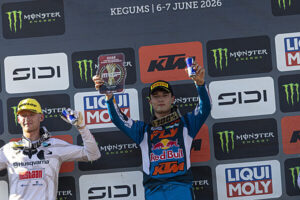 Lucas Coenen con la KTM 450 SX-F a Kegums, dominatore del GP di Lettonia