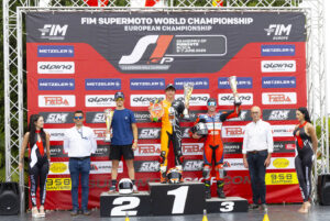 Vincitori del Round del Piemonte del Supermoto Europeo: Bertola, Kovalov e Bereczki