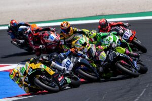 Nicolo Bulega in azione con la Ducati al WorldSBK Misano