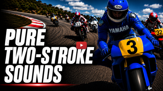 Moto storiche Yamaha del Racing Heritage Club in pista a Misano World Circuit