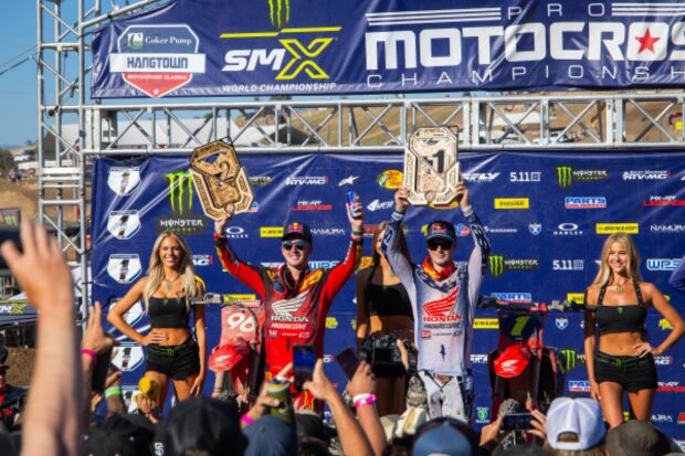 Jett Lawrence, pilota Honda, vincitore del 450MX a Hangtown nell'AMA Pro Motocross 2026