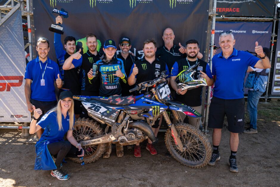 Levi Townley con la Yamaha YZ125 GYTR al primo podio europeo nell'EMX125 Lettonia
