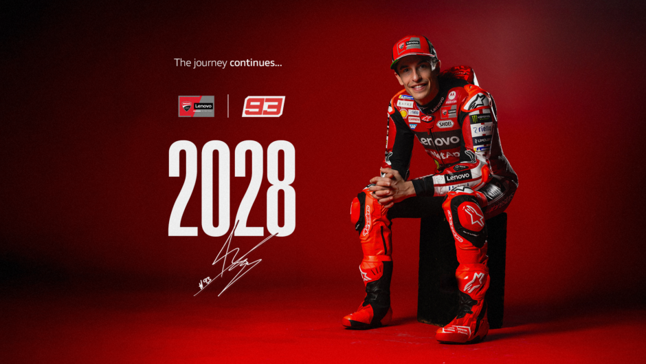 Marc Márquez, pilota del Ducati Lenovo Team, protagonista del rinnovo contrattuale fino al 2028