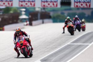 Moto del team Honda HRC Castrol al Sachsenring durante il weekend di MotoGP, in preparazione alla gara.