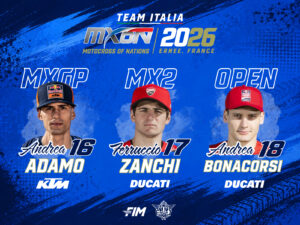 Formazione italiana per il Motocross delle Nazioni 2026 con Adamo, Zanchi e Bonacorsi