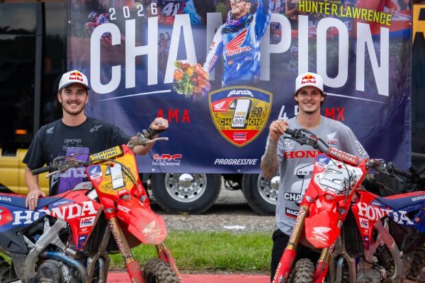 Hunter Lawrence campione AMA Pro Motocross 2026 nella classe 450 con Honda HRC Progressive