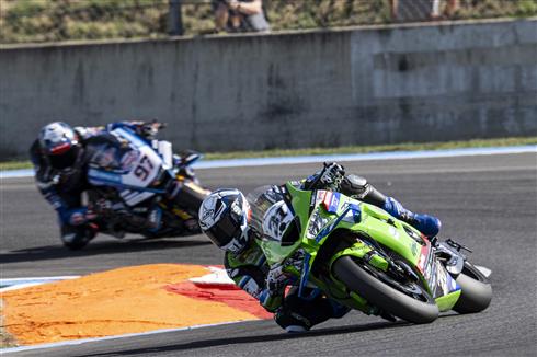 Garrett Gerloff nel weekend WorldSBK di Magny-Cours con il Kawasaki WorldSBK Team