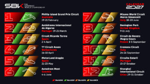Calendario WorldSBK 2027 con dodici appuntamenti internazionali e finale a Shanghai
