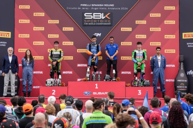 Nicolò Bulega protagonista del finale WorldSBK Jerez 2026 con Aruba.it Racing Ducati